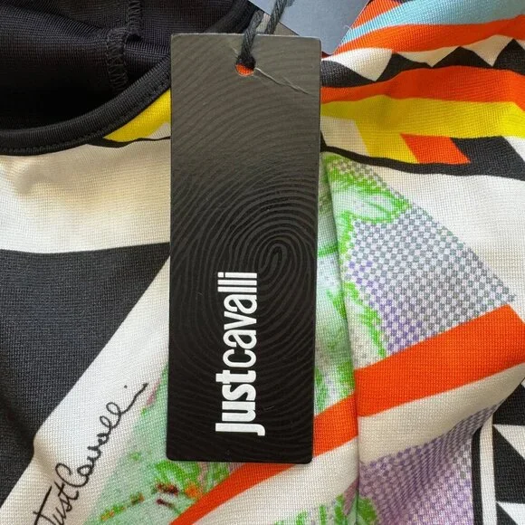 NWT Just Cavalli Bodycon Graphic Print Palm Tree Knee Length Dress Size 42 - Picture 6 of 13